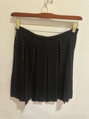 Michael Kors Black Studded Pleated Mini Skirt